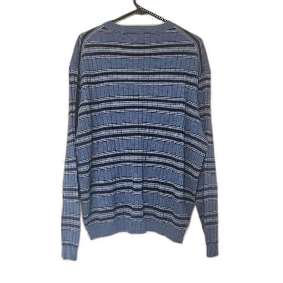 Baggy Wool V-Neck Sweater Vintage Striped Grunge or Preppy Men's XL - Picture 3 of 7